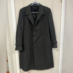 Men's Vintage Gray Trench Coat Wool Overcoat Heavy New York Street Style